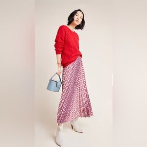 Anthropologie Plus Size Pleated MIDI Skirt Maeve in Abstract Print